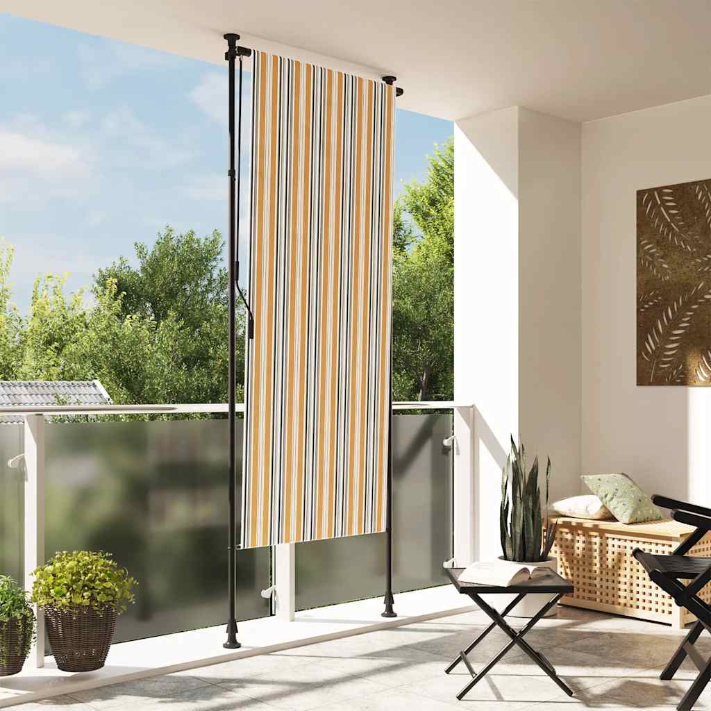 Vidaxxl outdoor roller blind 100x270 cm fabric and steel yellow and white