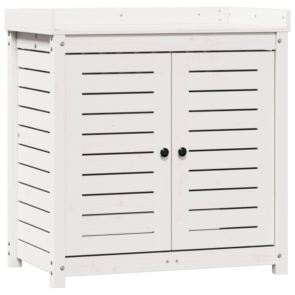 Vidaxx vazonų stalas su lentynomis 82,5x50x86,5 cm pušies masyvo baltas