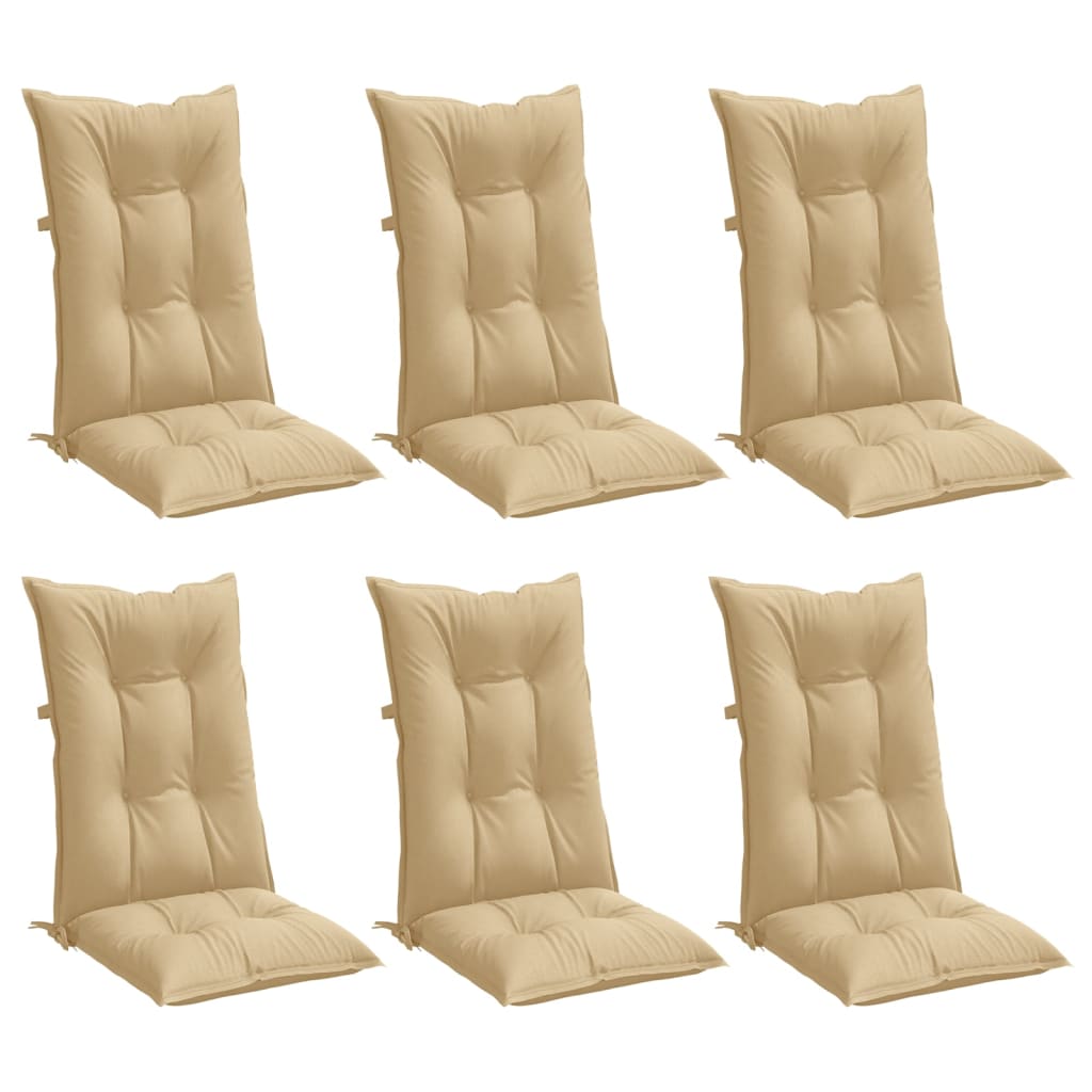 Vidaxx Stuhlkissen 6 Stück hohe Rückenlehne 120x50x7 cm Stoff beige gemischt