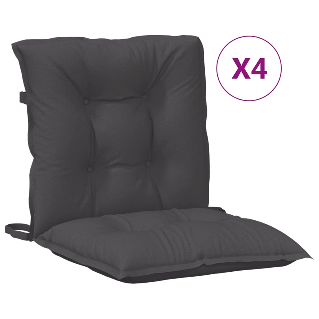 VidaXL coussins de chaise 4 pcs dossier bas 100x50x7 cm tissu mélangé anthracite