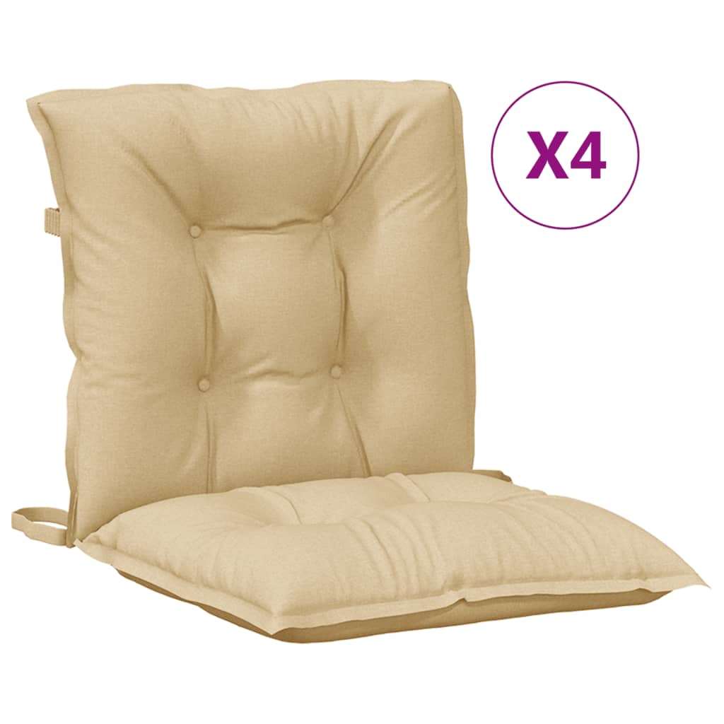 Vidaxx coussins de chaise 4 pcs dossier bas 100x50x7 cm tissu mélangé beige