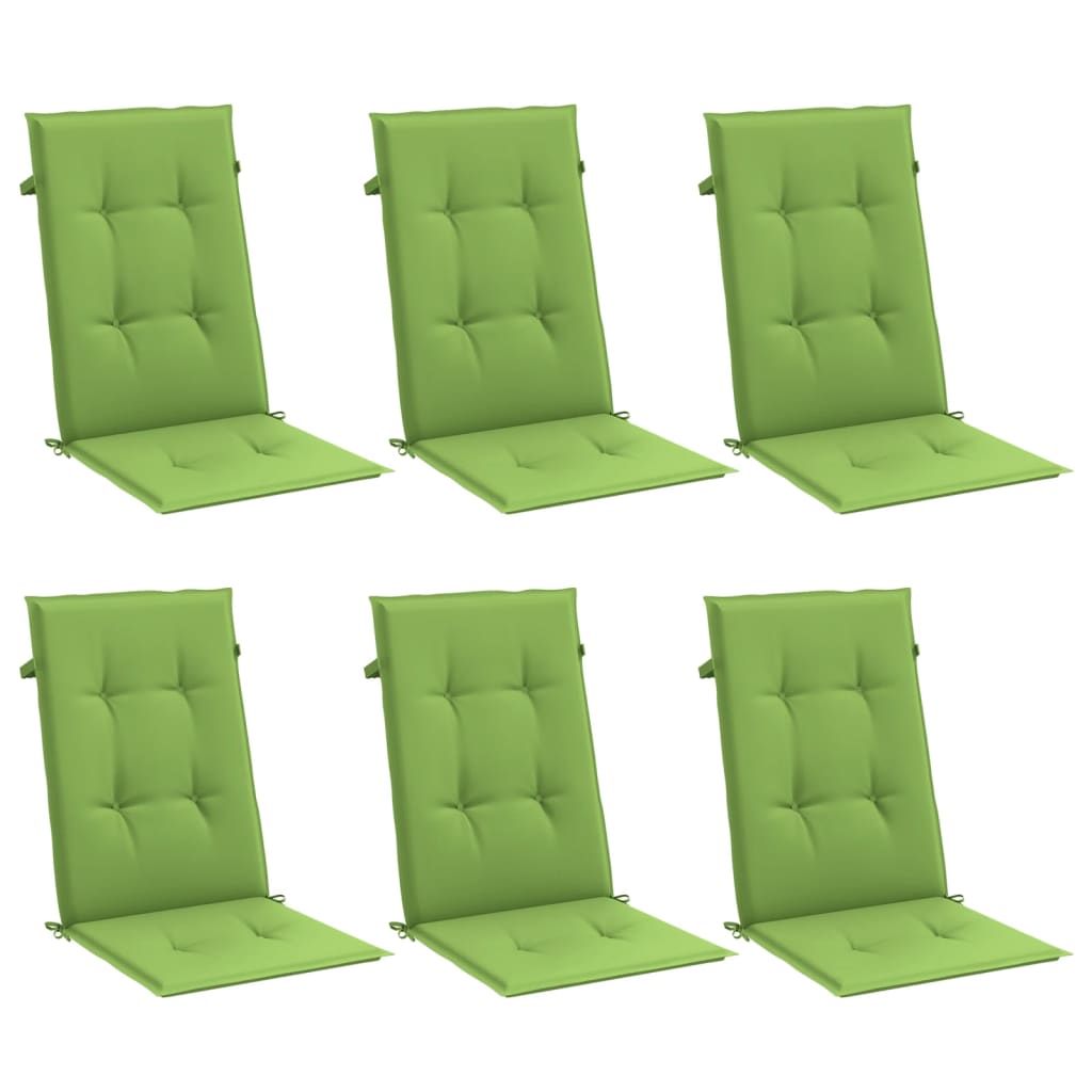 Vidaxx chair cushions 6 pcs high back 120x50x4 cm fabric mixed green