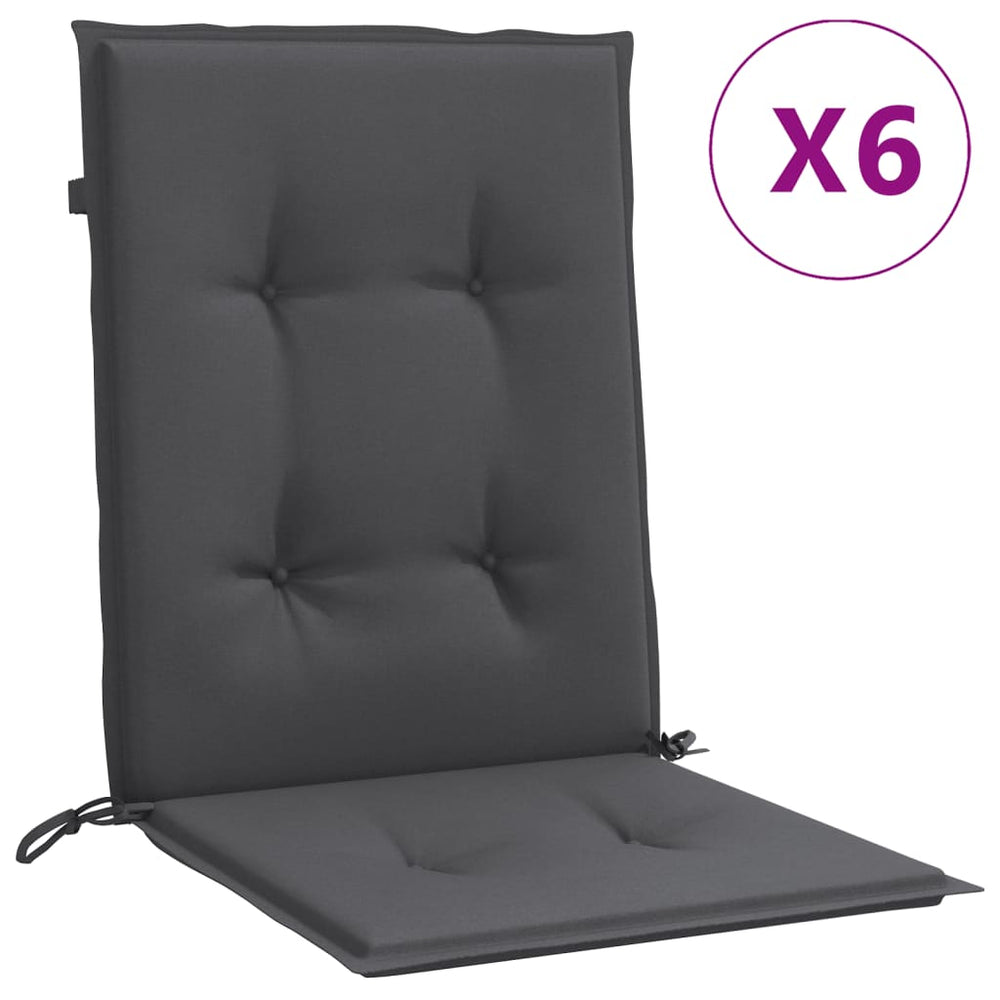 Vidaxl chair cushions 6 pcs low back 100x50x4 cm fabric mottled anthracite
