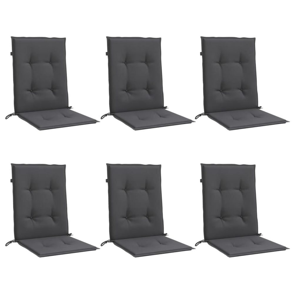 Vidaxl chair cushions 6 pcs low back 100x50x4 cm fabric mottled anthracite