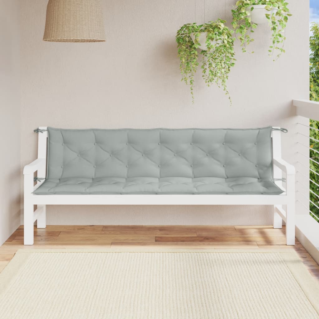 Cuscini per panca da giardino Vidaxx 2 pz 200x50x7 cm tessuto misto grigio chiaro