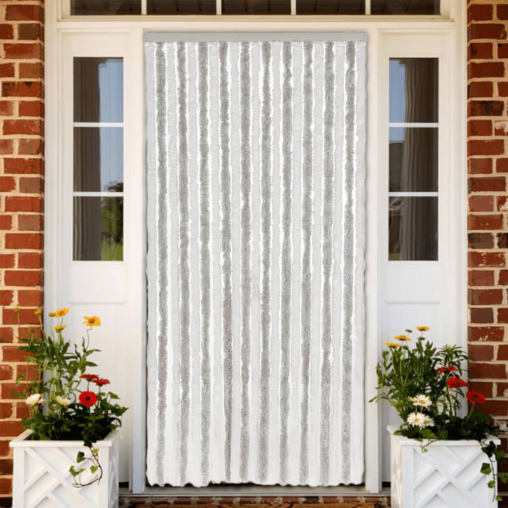 Vidaxx fly curtain 90x220 cm chenille light gray and white