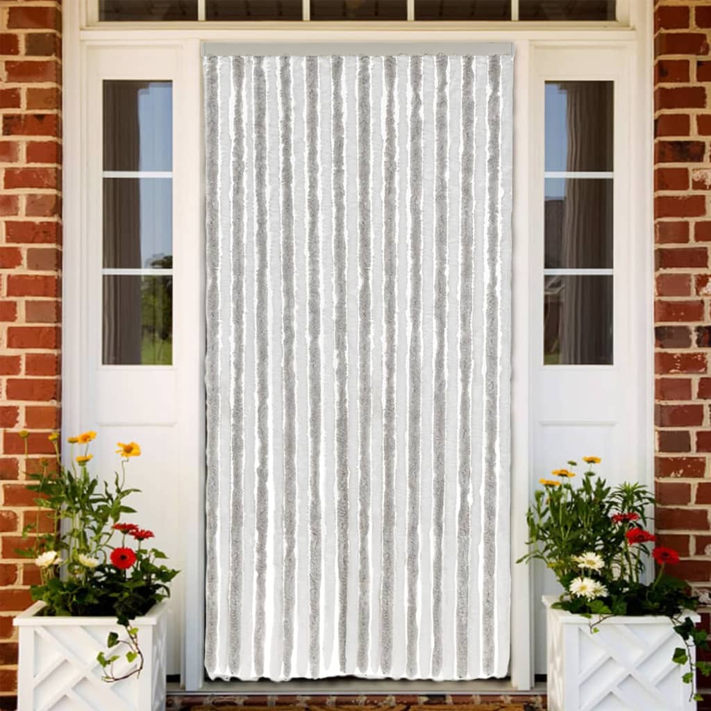 Vidaxx fly curtain 100x220 cm chenille light gray and white