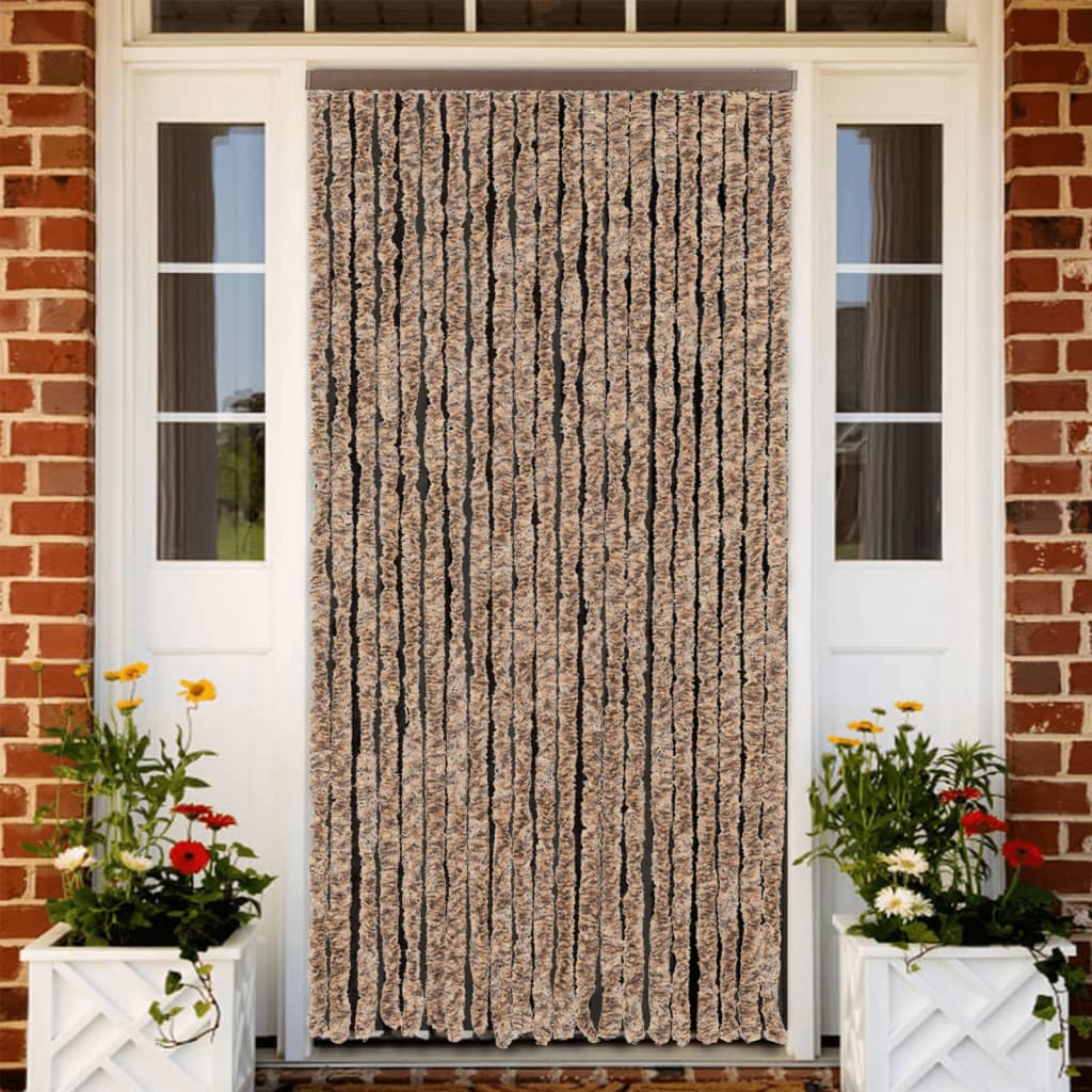 Vidaxx fly curtain 90x220 cm chenille beige and dark brown