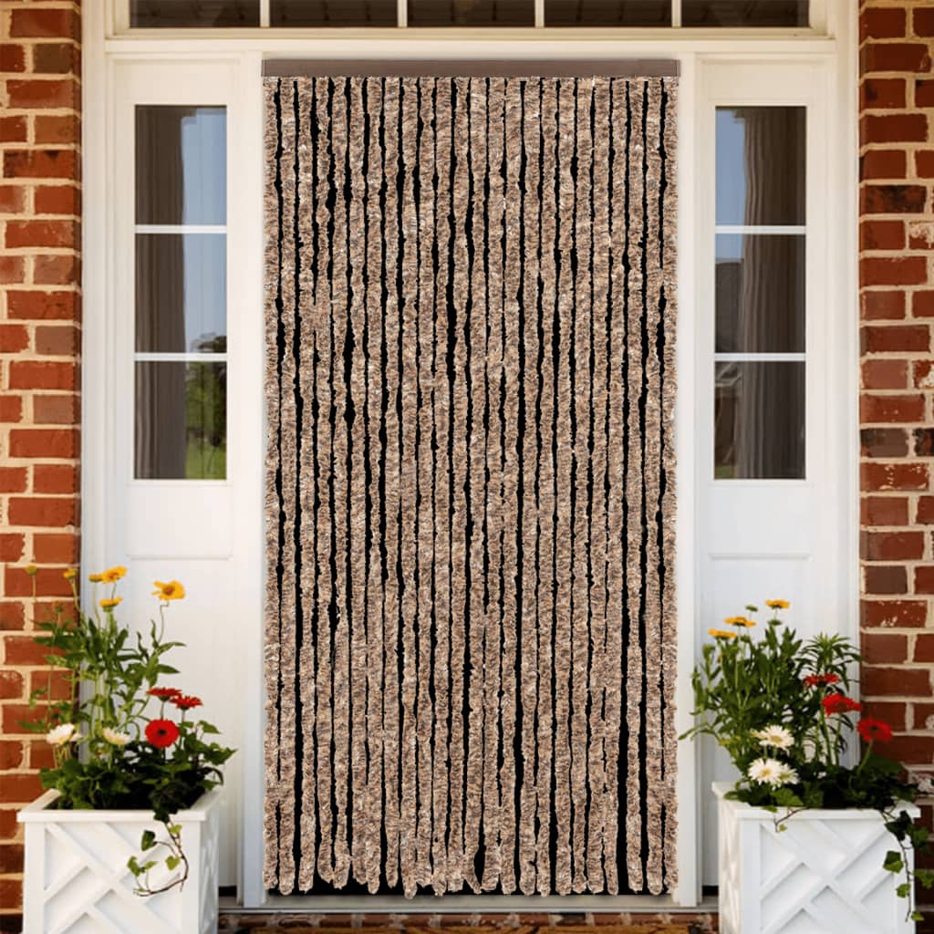 Vidaxx fly curtain 100x220 cm chenille beige and dark brown