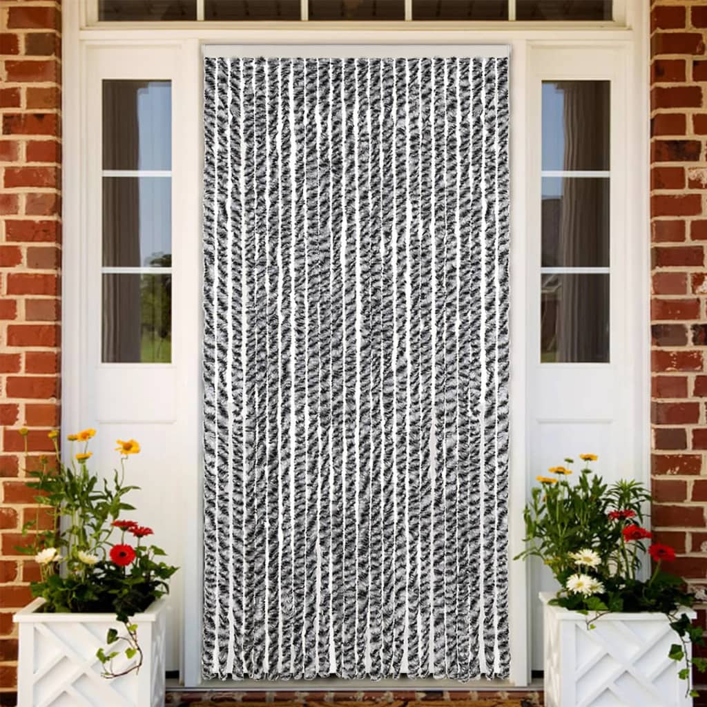 Vidaxx fly curtain 100x220 cm chenille gray and black and white