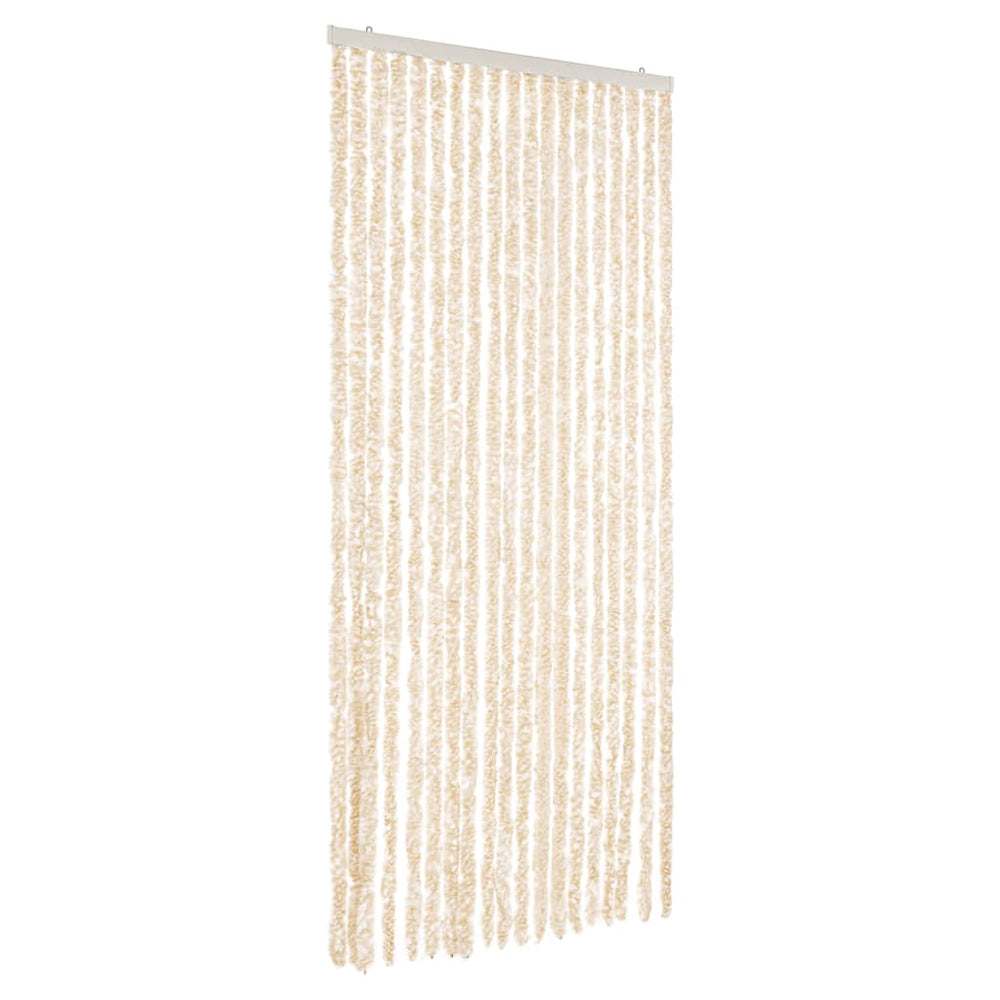 Vidaxl fly curtain 56x200 cm chenille beige and white