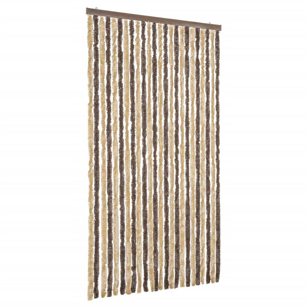 Vidaxl vliegengordijn 100x200 cm chenille donkerbruin en beige
