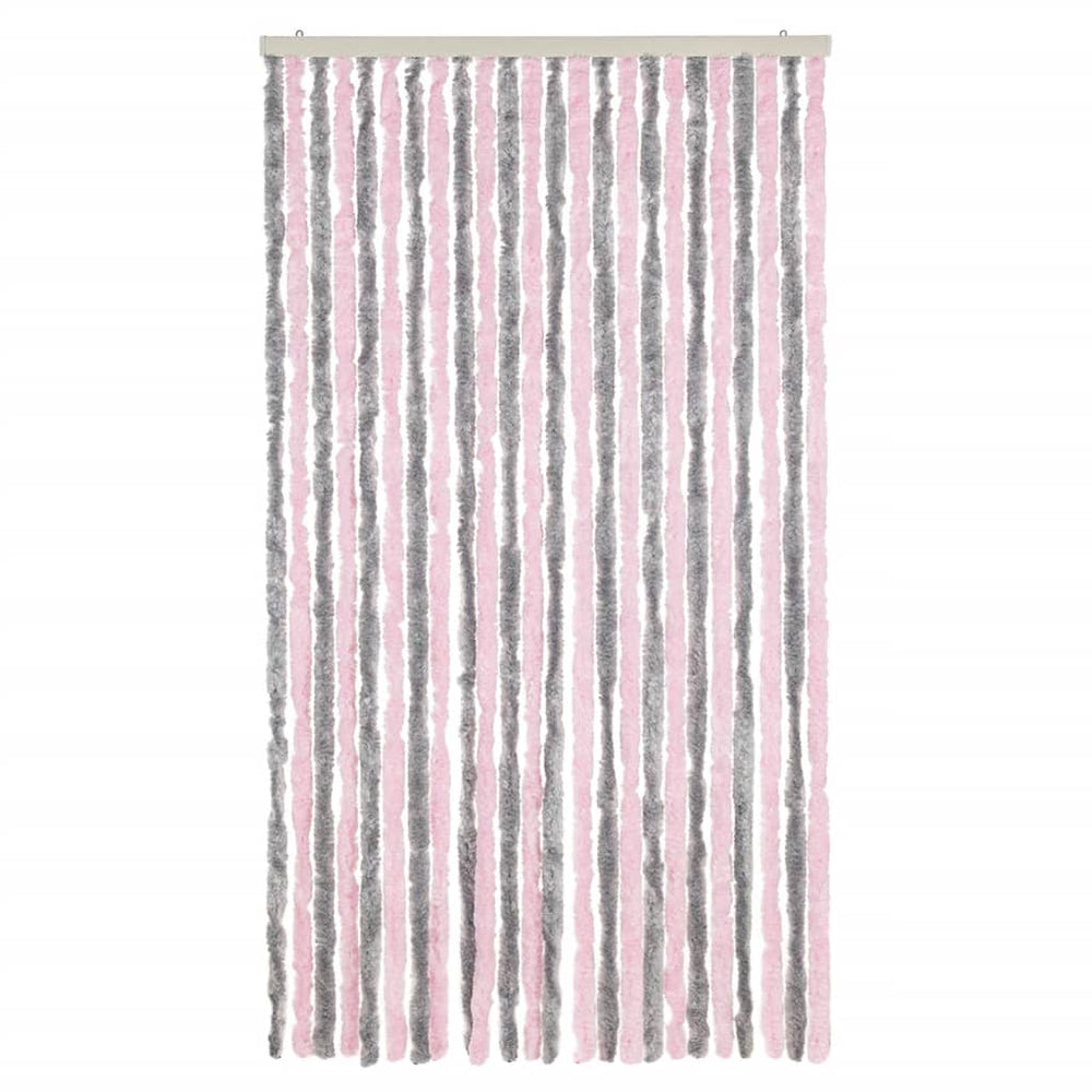 Vidaxl fly curtain 100x220 cm chenille silver-grey and pink
