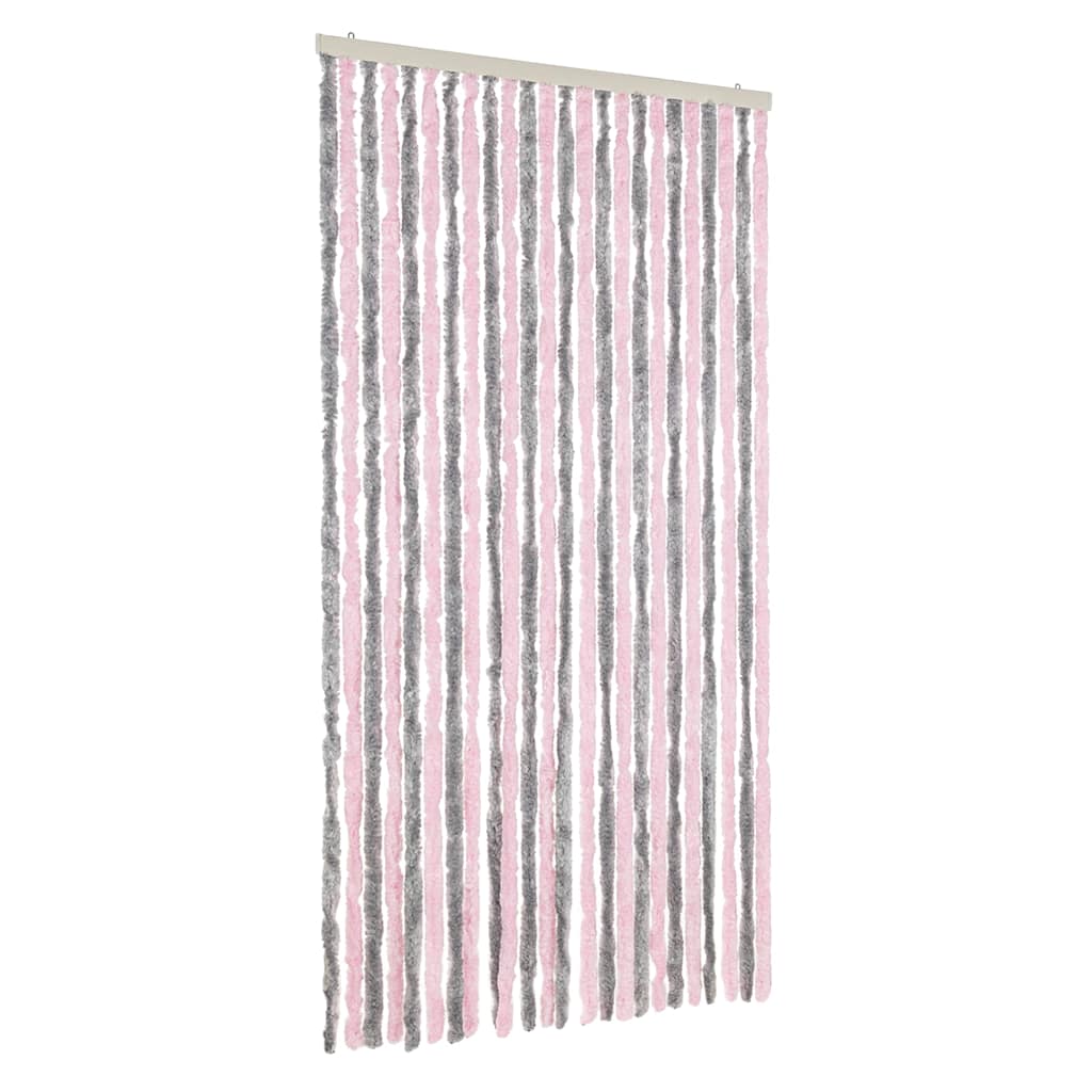 Vidaxx fluggardin 100x230 cm chenille silvergrå och rosa