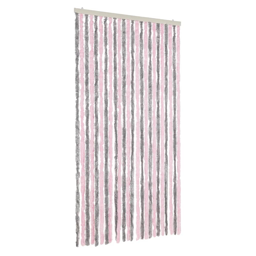 Vidaxx Fliegenvorhang 100x230 cm Chenille Silbergrau und Rosa