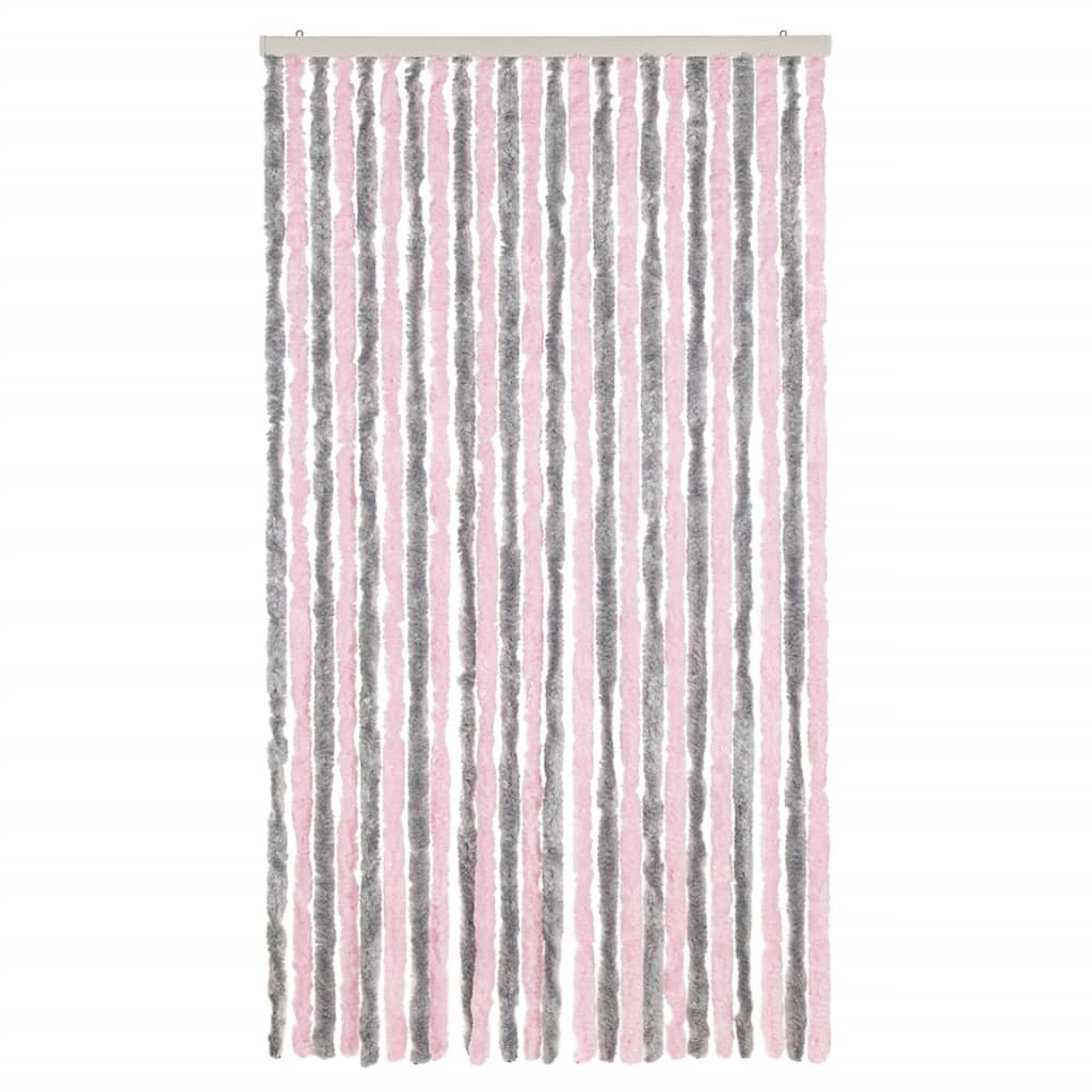Vidaxx Fliegenvorhang 100x230 cm Chenille Silbergrau und Rosa