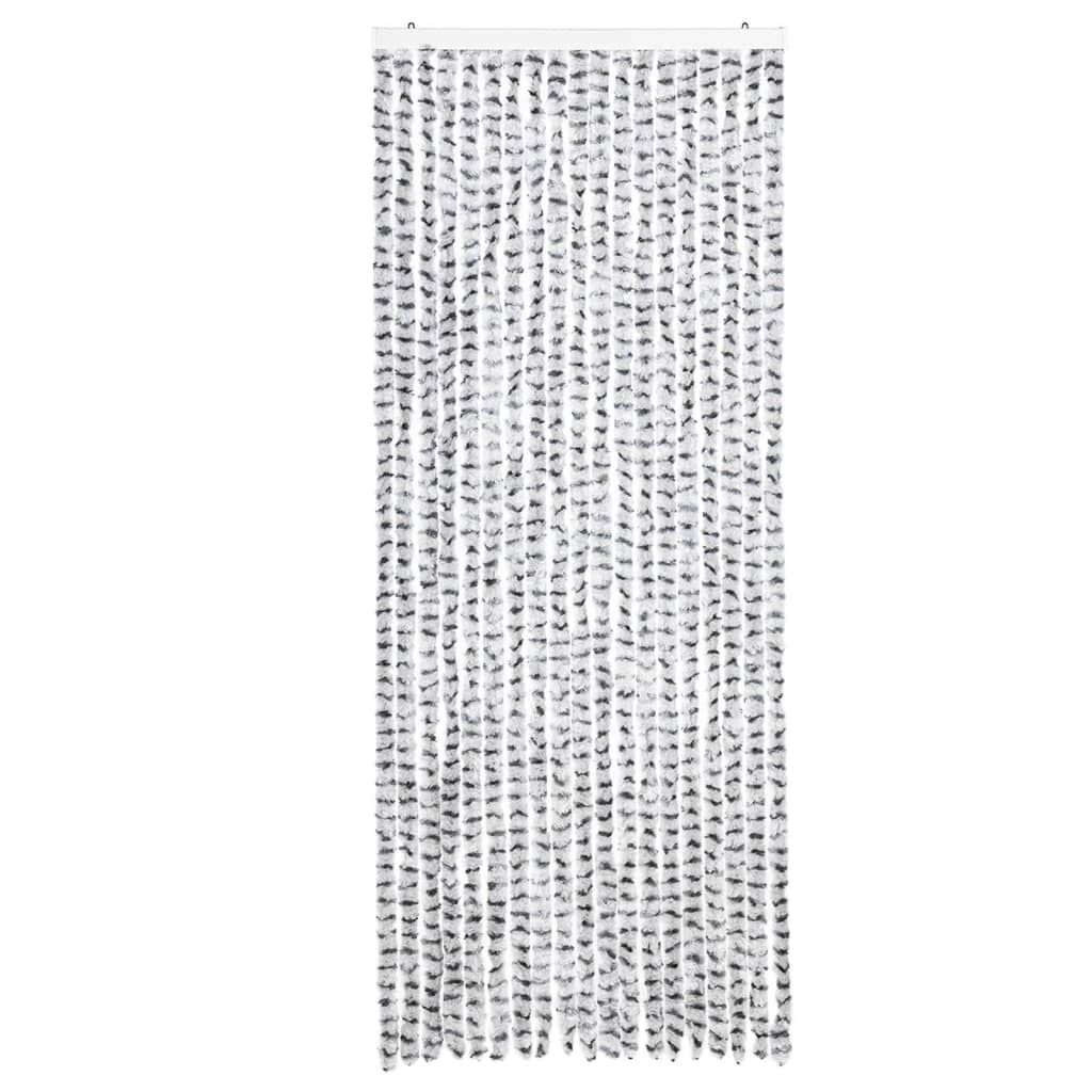 Vidaxl vliegengordijn 56x200 cm chenille lichtgrijs en donkergrijs