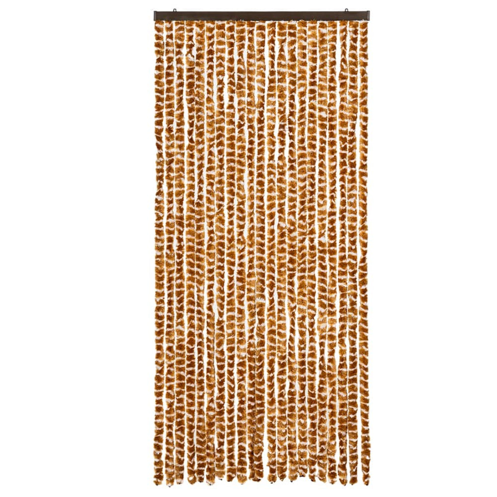Vidaxl fly curtain 90x200 cm chenille ochre and white