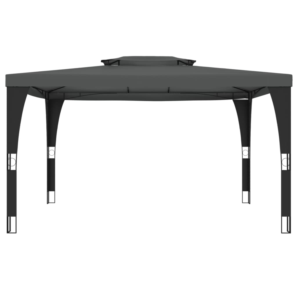 VidaXL Lusthus med dubbeltak 3,98x2,98 m stål antracit