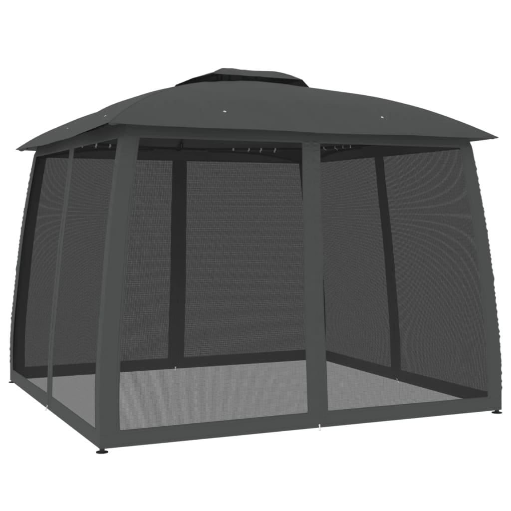 Gazebo Vidaxx avec parois grillagées et double toit 2,93x2,93 m acier anthracite