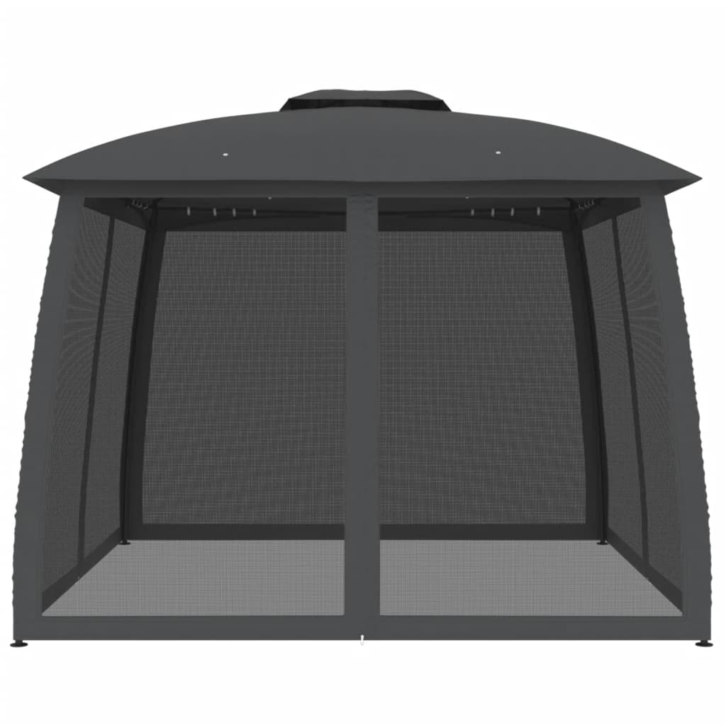 Gazebo Vidaxx avec parois grillagées et double toit 2,93x2,93 m acier anthracite