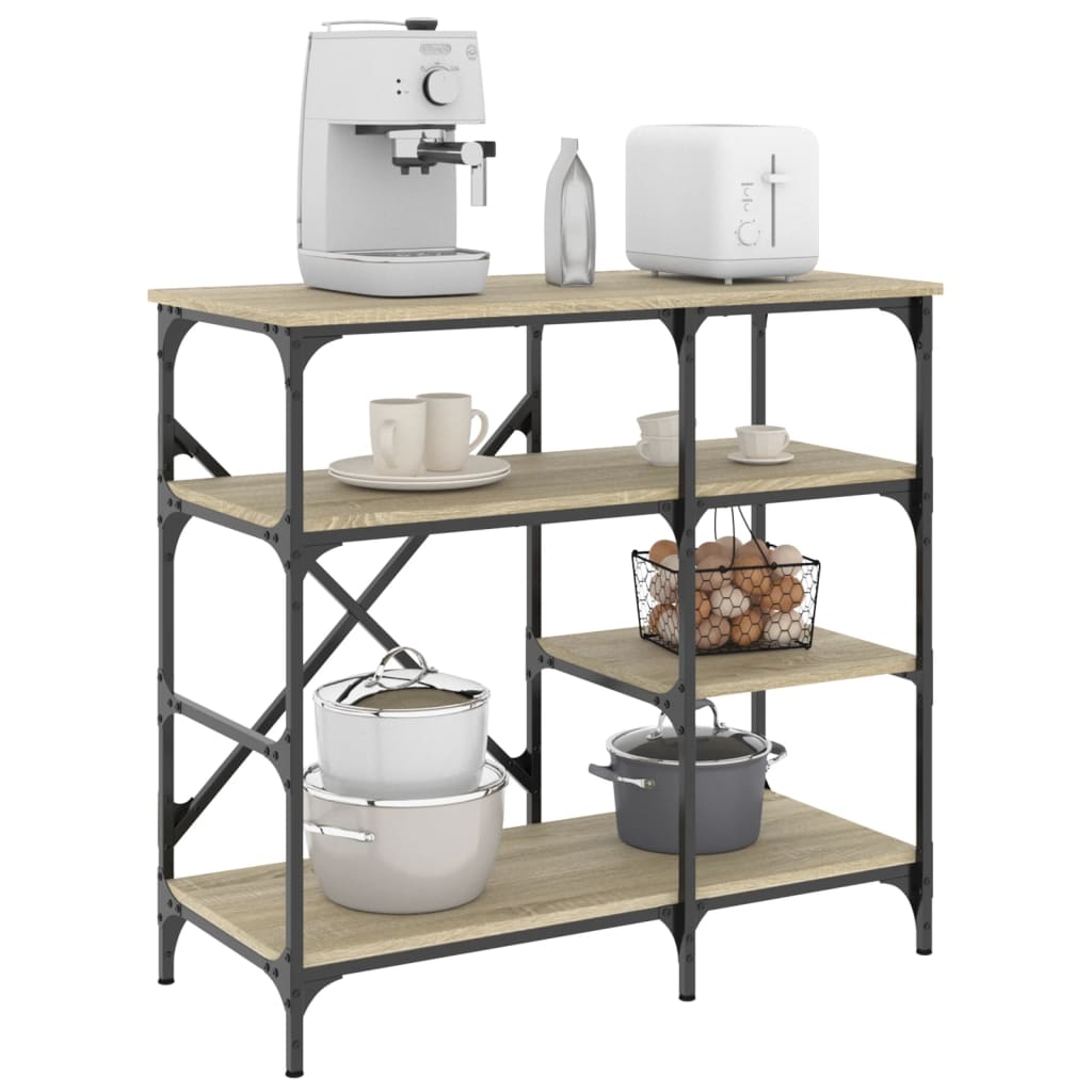 VidaXL baker's rack 90x40x84 cm crafted wood and metal sonoma oak
