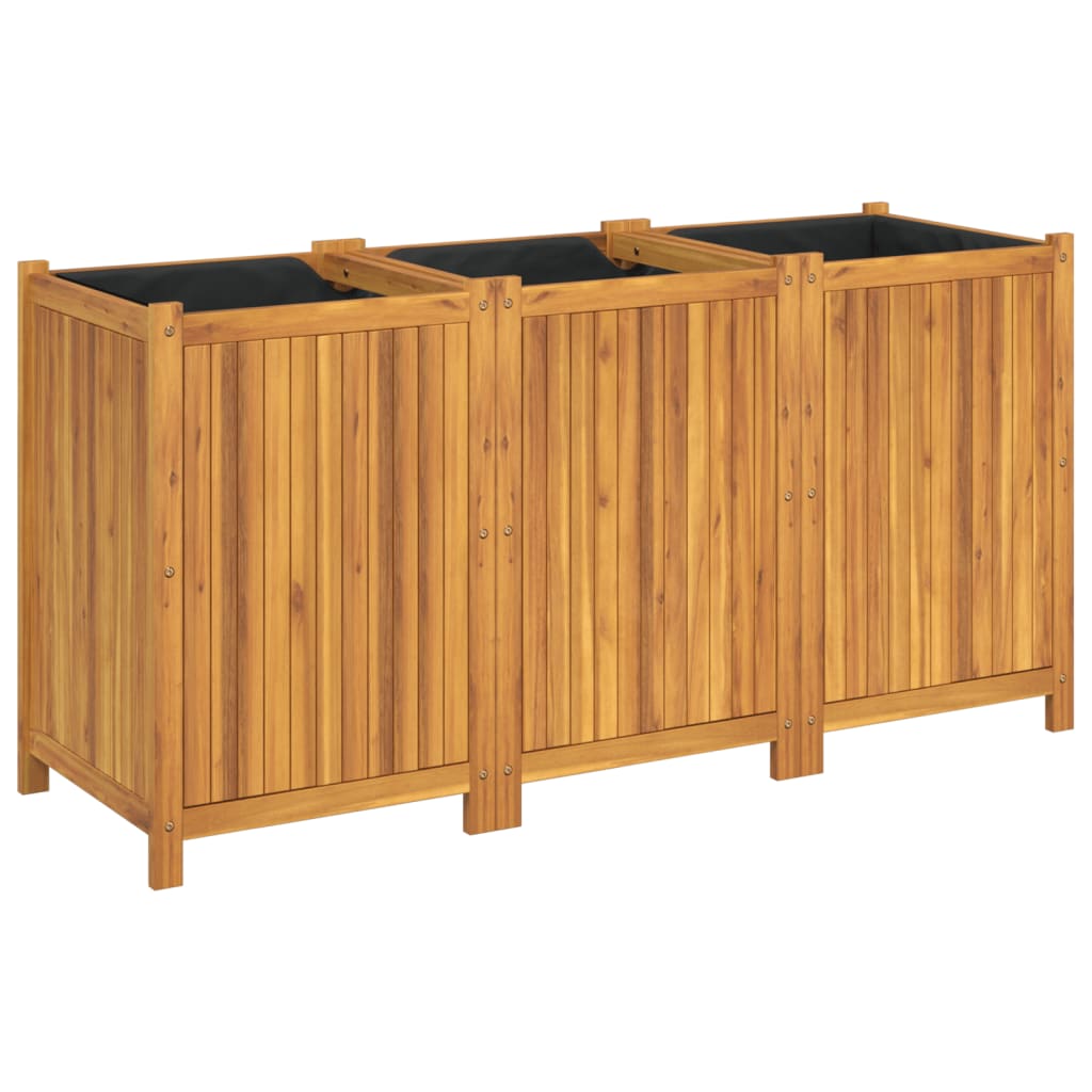 Vidaxx jardinière avec doublure 150x50x75 cm bois d'acacia massif