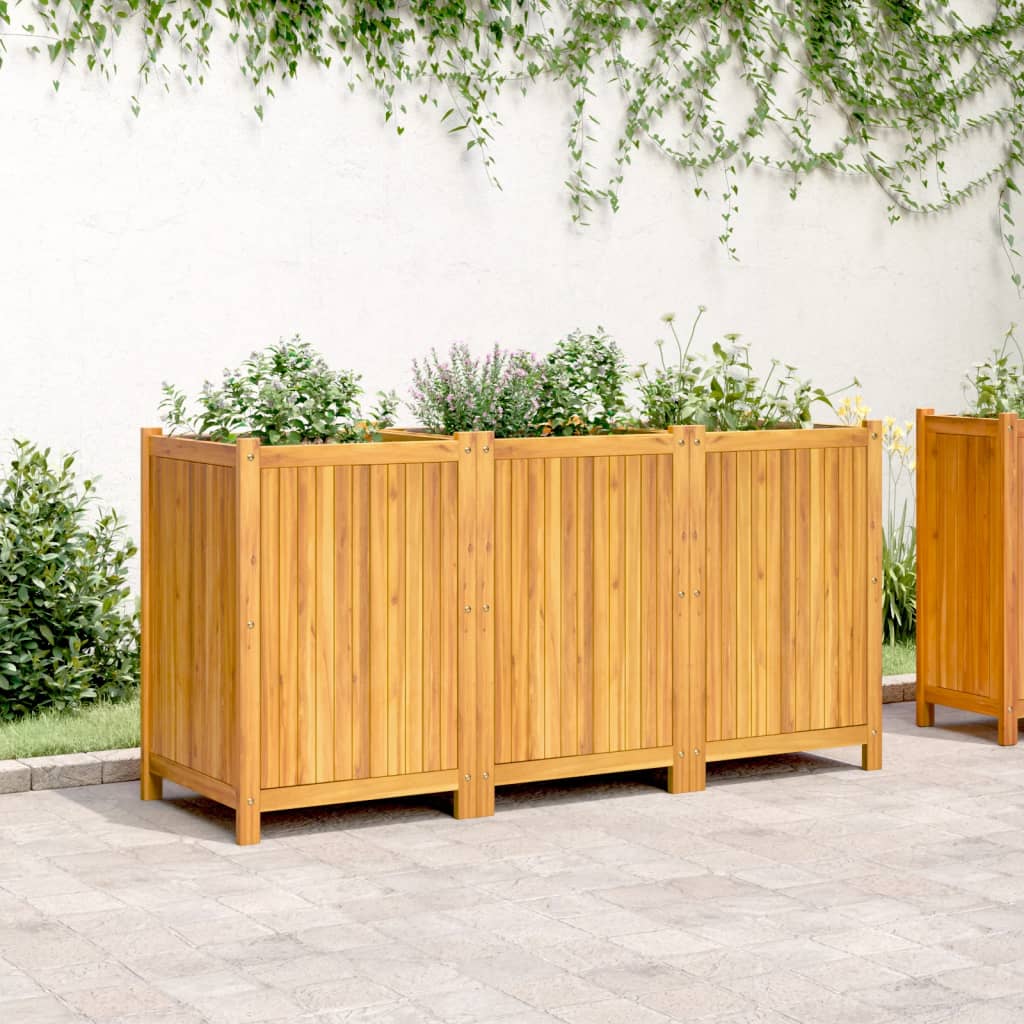 Vidaxx jardinière avec doublure 150x50x75 cm bois d'acacia massif