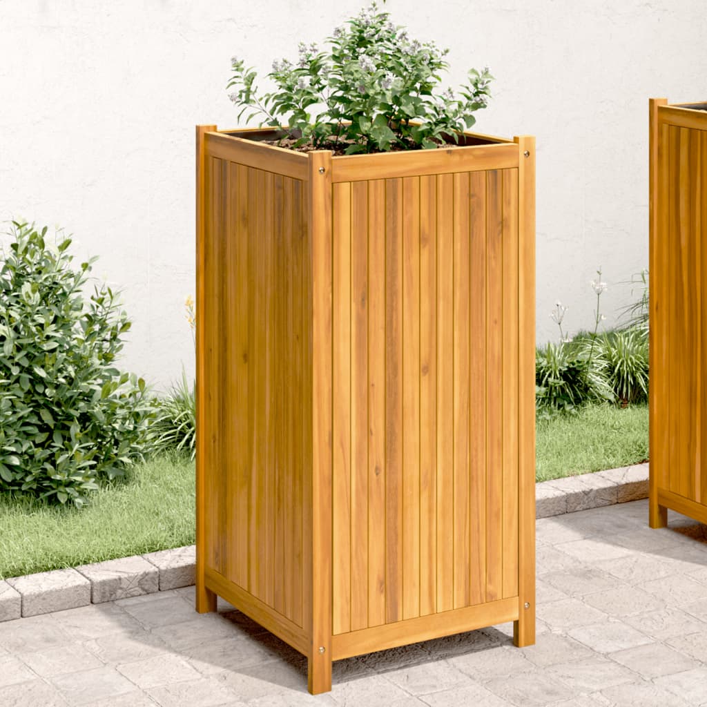 Vidaxx jardinière avec doublure 50x50x100 cm bois d'acacia massif