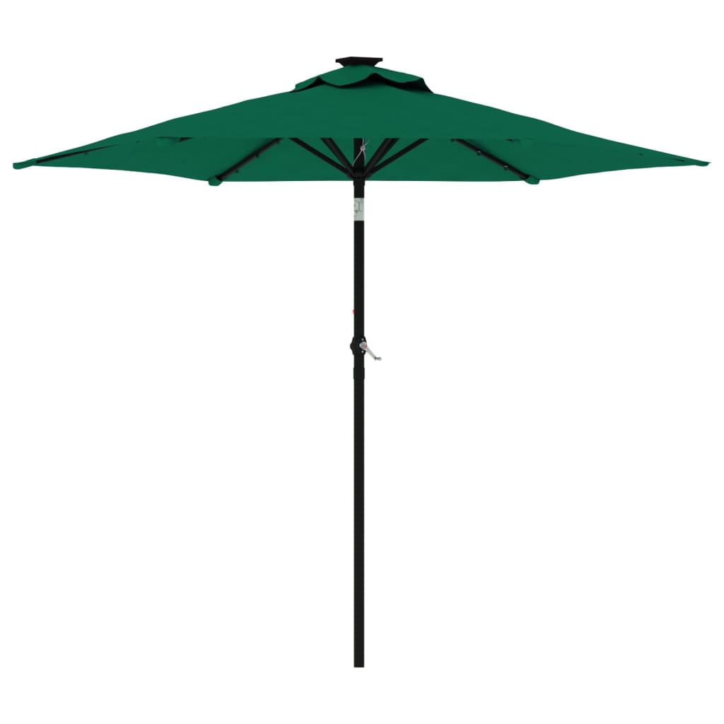 Vidaxx parasol with LEDs and steel pole 225x225x212 cm green