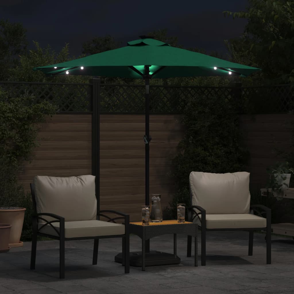 Vidaxx parasol with LEDs and steel pole 225x225x212 cm green