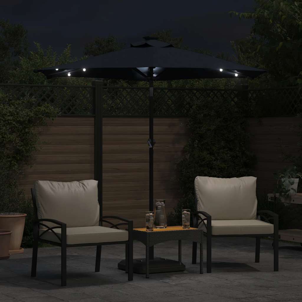 VidaXL parasol with LEDs and steel pole 225x225x212 cm black