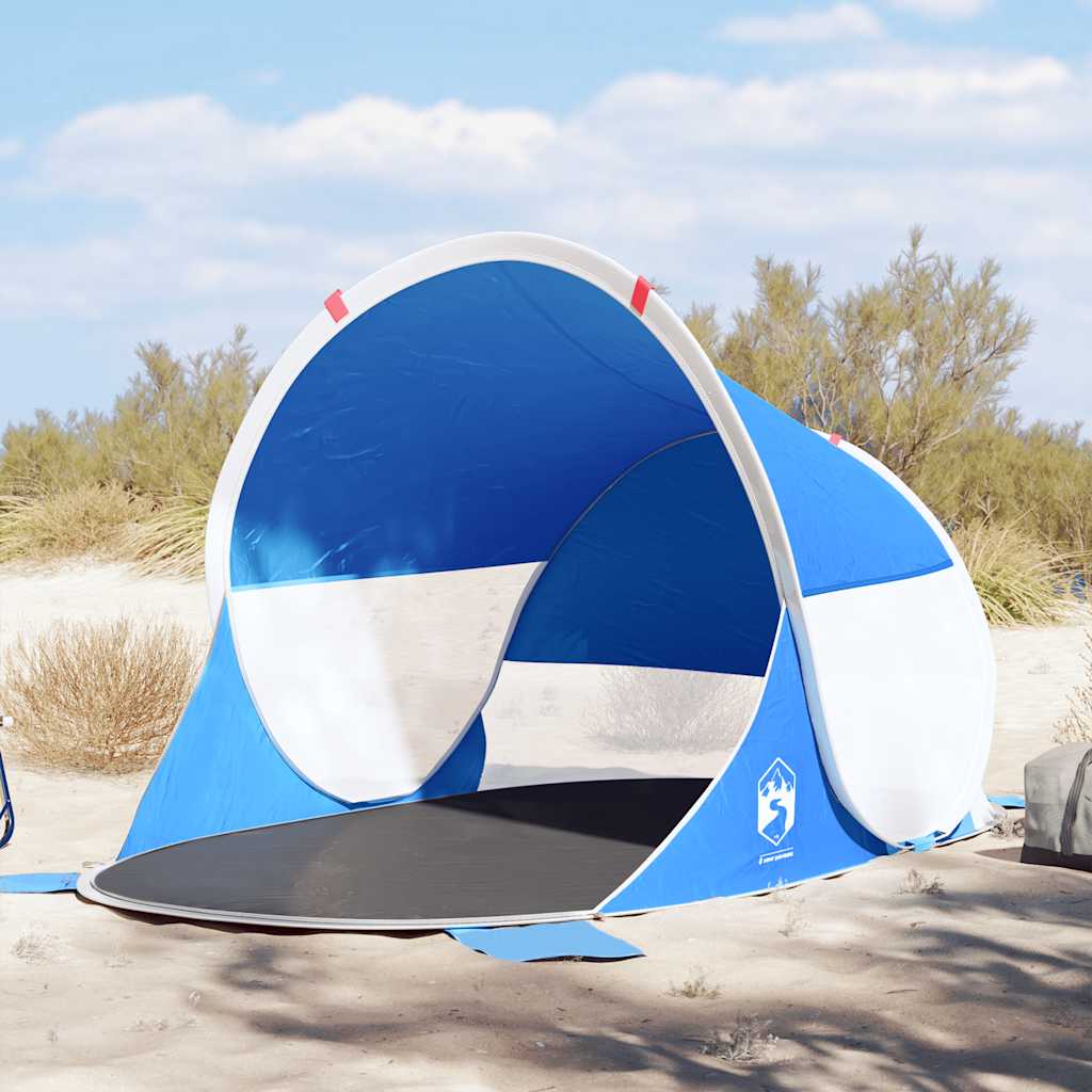 VidaXL tente de plage pop-up imperméable bleu azur