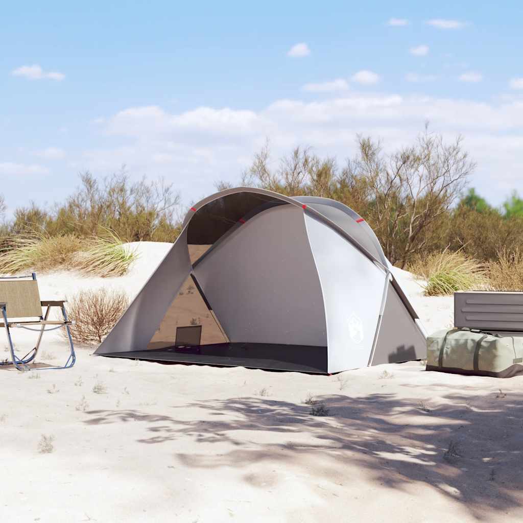 VidaXL tente de plage 2 personnes pop-up imperméable gris