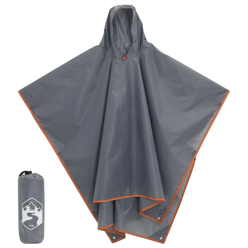 VidaXL poncho de pluie avec capuche design 2-en-1 223x145 cm gris orange