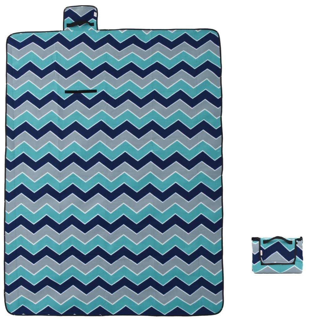 Vidaxx couverture de pique-nique pliable vagues 200x150 cm velours bleu