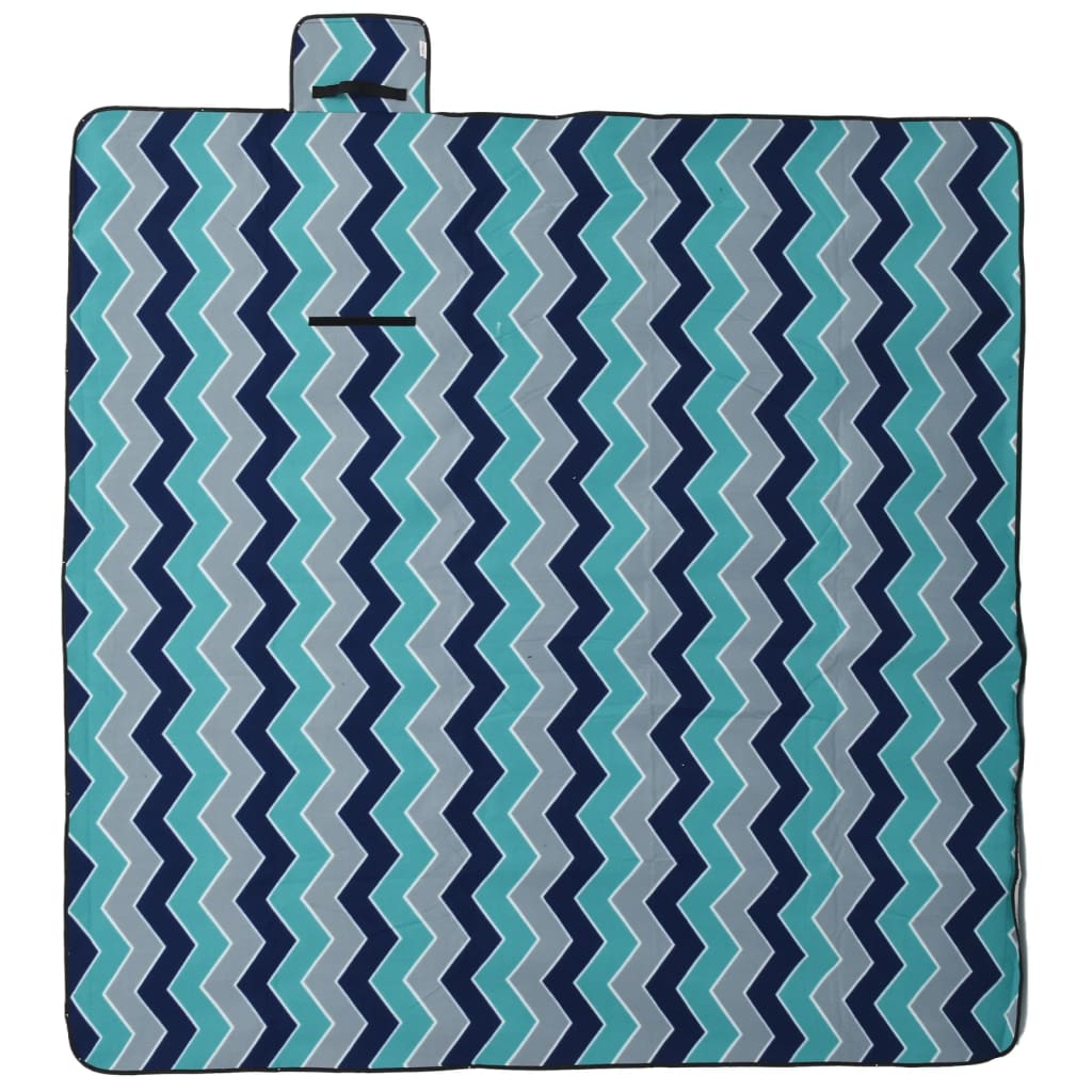 Vidaxx couverture de pique-nique pliable vagues 200x200 cm velours bleu