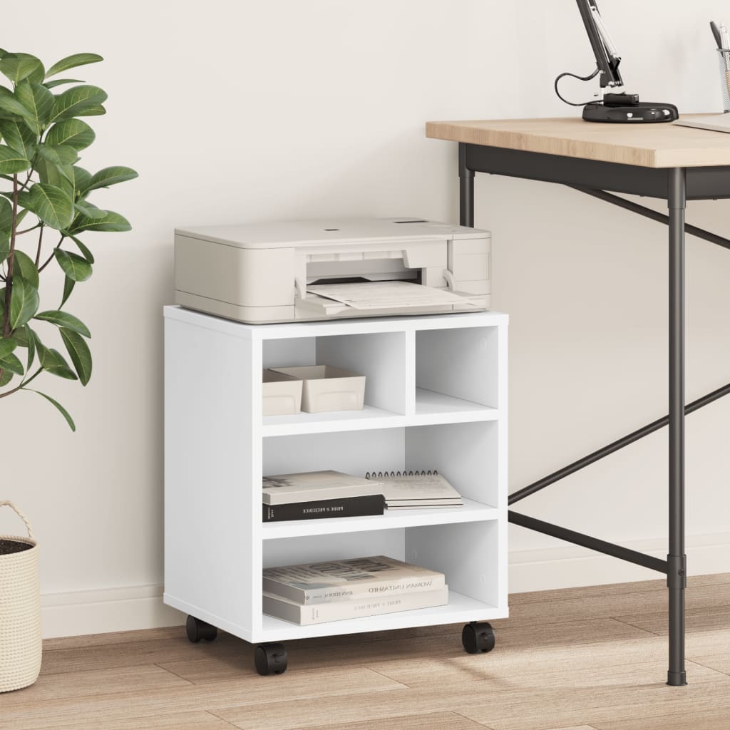 Armário de impressora VidaXL com rodas 41x32x48 cm branco