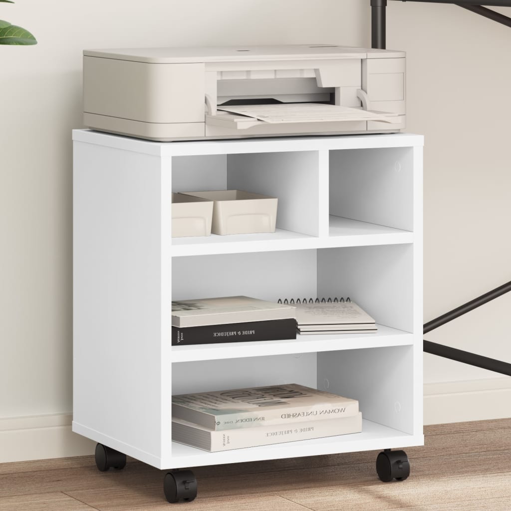 Armário de impressora VidaXL com rodas 41x32x48 cm branco