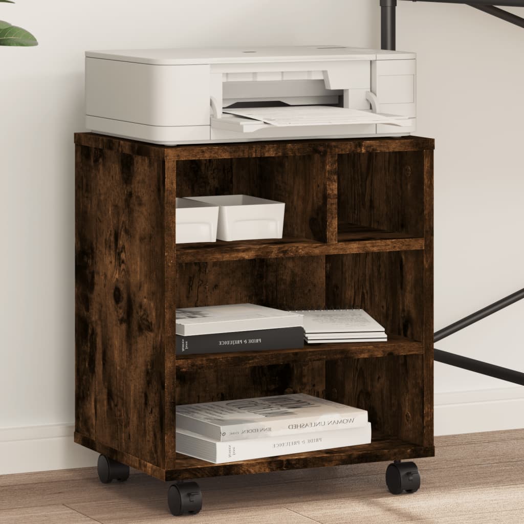 Vidaxxl armoire imprimante à roulettes 41x32x48 cm chêne fumé