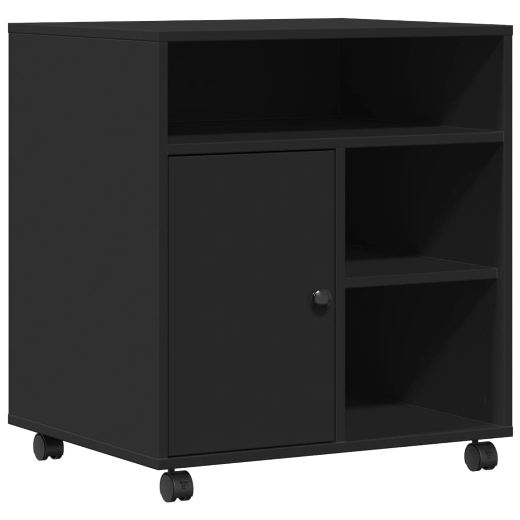 VidaXL printer cabinet with wheels 60x50x67 cm black