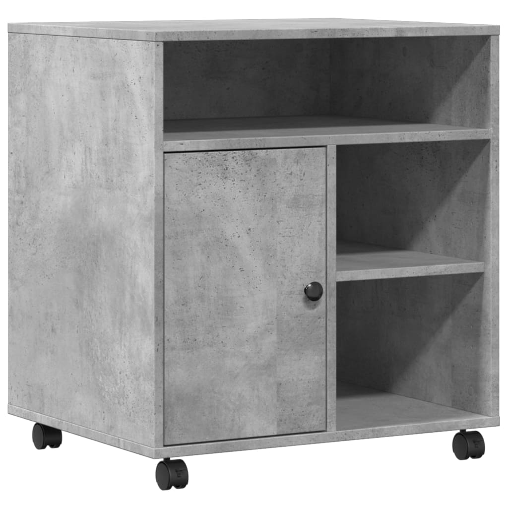 VidaXL armoire d'imprimante à roulettes 60x50x67 cm gris béton