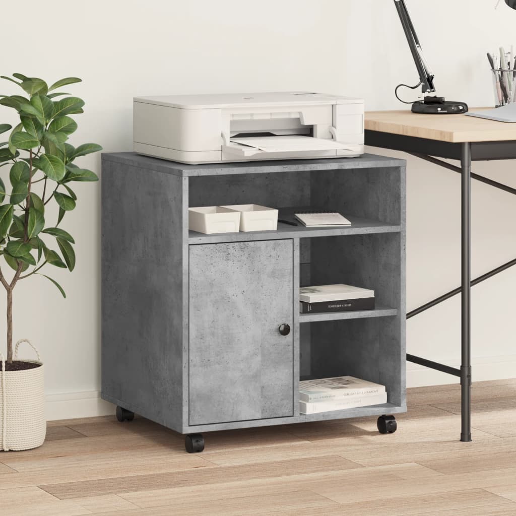 VidaXL armoire d'imprimante à roulettes 60x50x67 cm gris béton