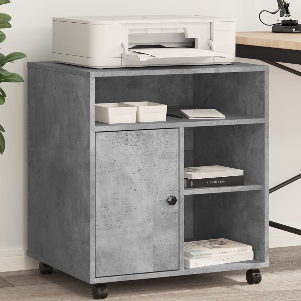 VidaXL armoire d'imprimante à roulettes 60x50x67 cm gris béton