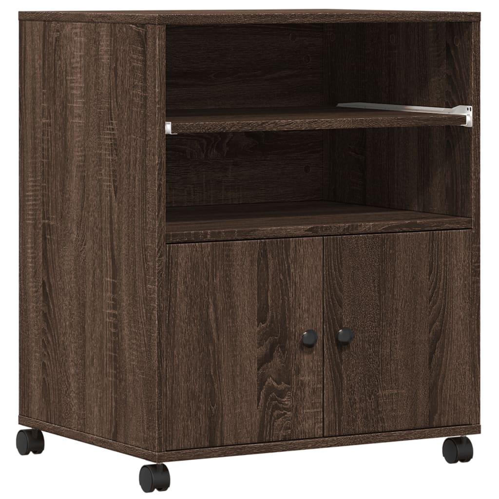 VidaXL printer cabinet with wheels 60x48x74 cm brown oak