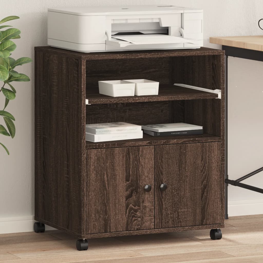 VidaXL printer cabinet with wheels 60x48x74 cm brown oak