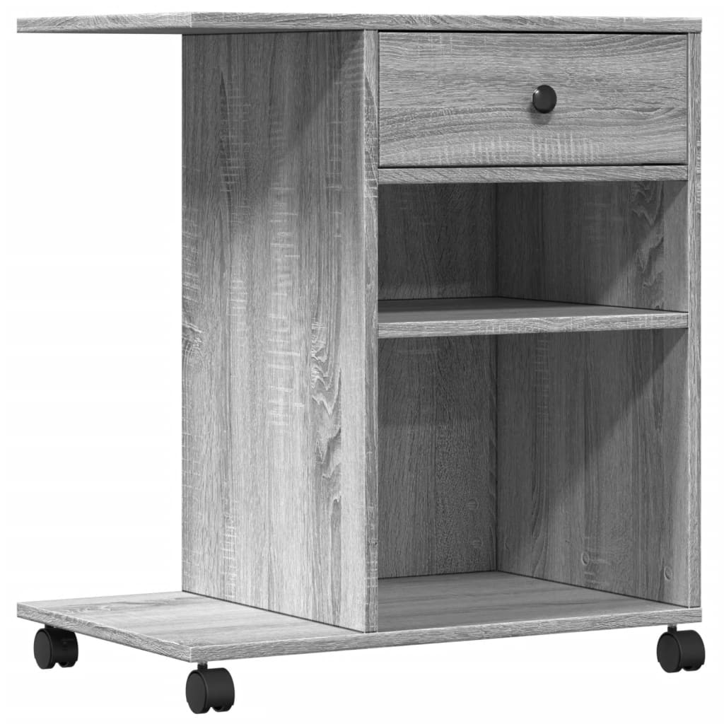 VidaXL armoire imprimante à roulettes 60x40x68,5 cm couleur chêne sonoma gris