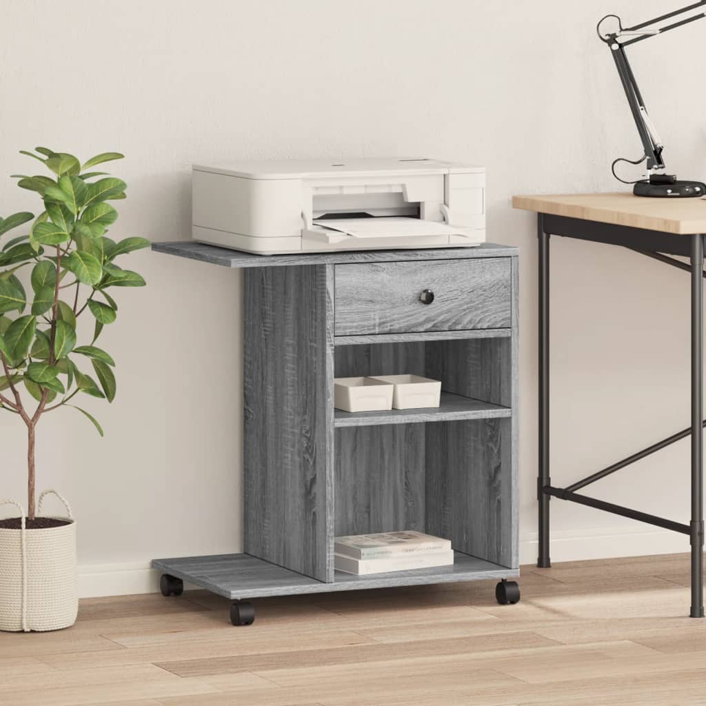 VidaXL armoire imprimante à roulettes 60x40x68,5 cm couleur chêne sonoma gris