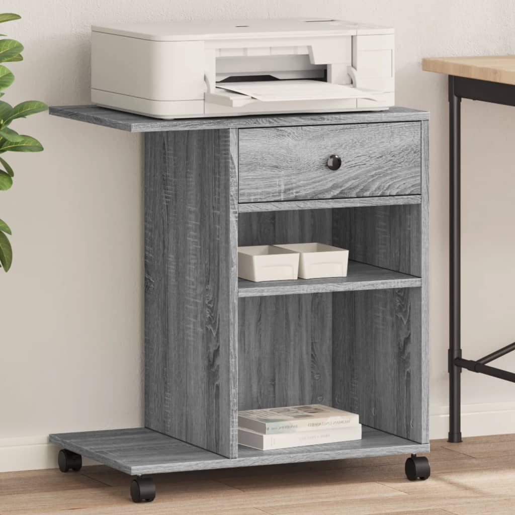 VidaXL armoire imprimante à roulettes 60x40x68,5 cm couleur chêne sonoma gris
