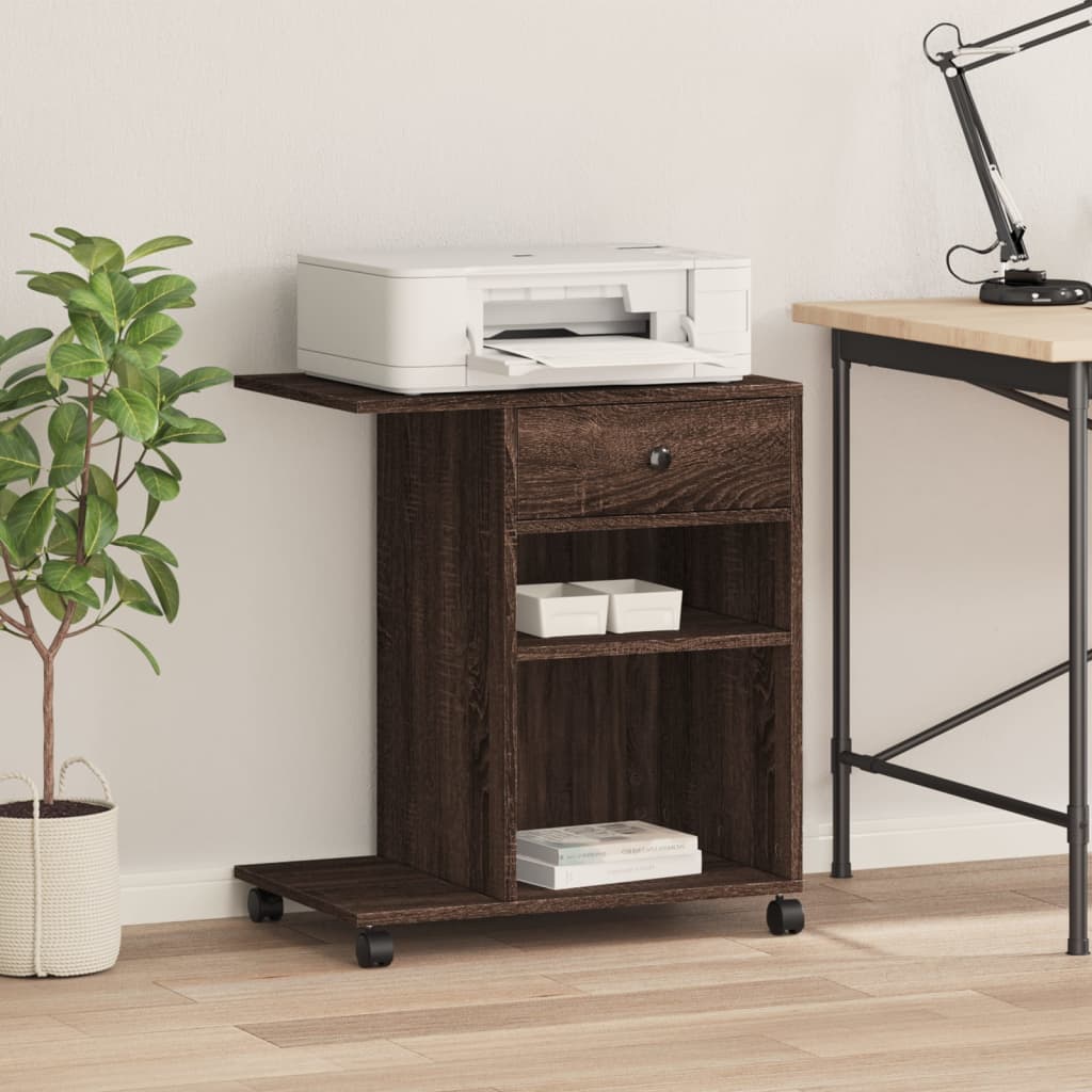 VidaXL printer cabinet with wheels 60x40x68.5 cm brown oak
